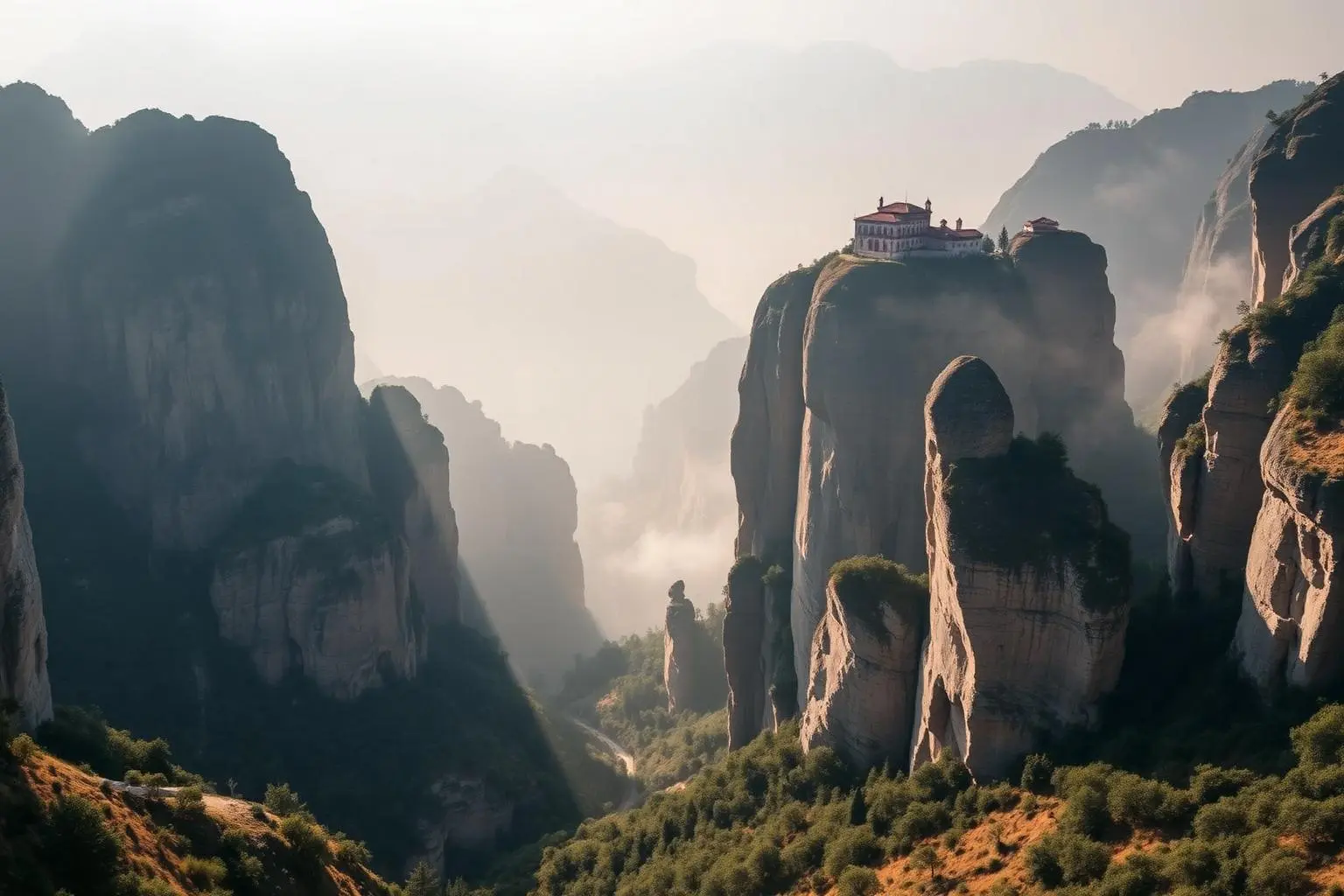 Meteora-Felsen mit Klöstern in Griechenland